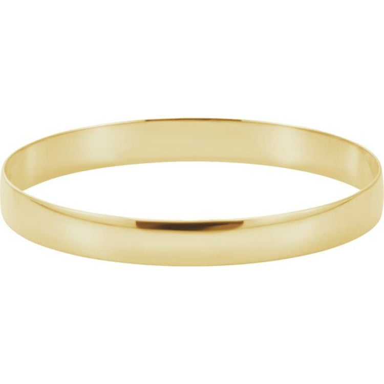 14K Yellow Engravable 8 mm Half Round Bangle 7 1/2" Bracelet