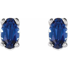 14K White Lab-Grown Blue Sapphire Earrings