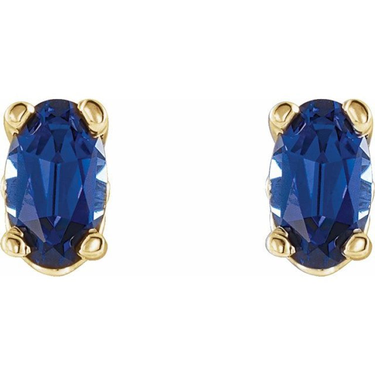 14K Yellow Lab-Grown Blue Sapphire Earrings
