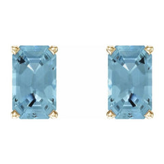 14K Yellow Natural Aquamarine Earrings