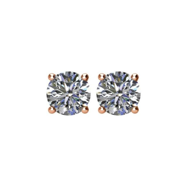 14K Rose 1 CTW Natural Diamond Stud Earrings