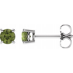 14K White Gold 4 mm Natural Peridot Earrings