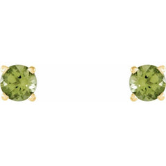 14K Yellow Gold 4 mm Natural Peridot Earrings