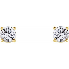 14K Yellow Gold 4 mm Natural White Sapphire Earrings