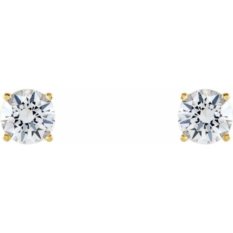 14K Yellow Gold 5 mm Natural White Sapphire Earrings