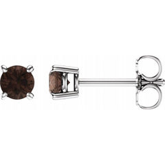 14K White Gold 4 mm Natural Smoky Quartz Earrings