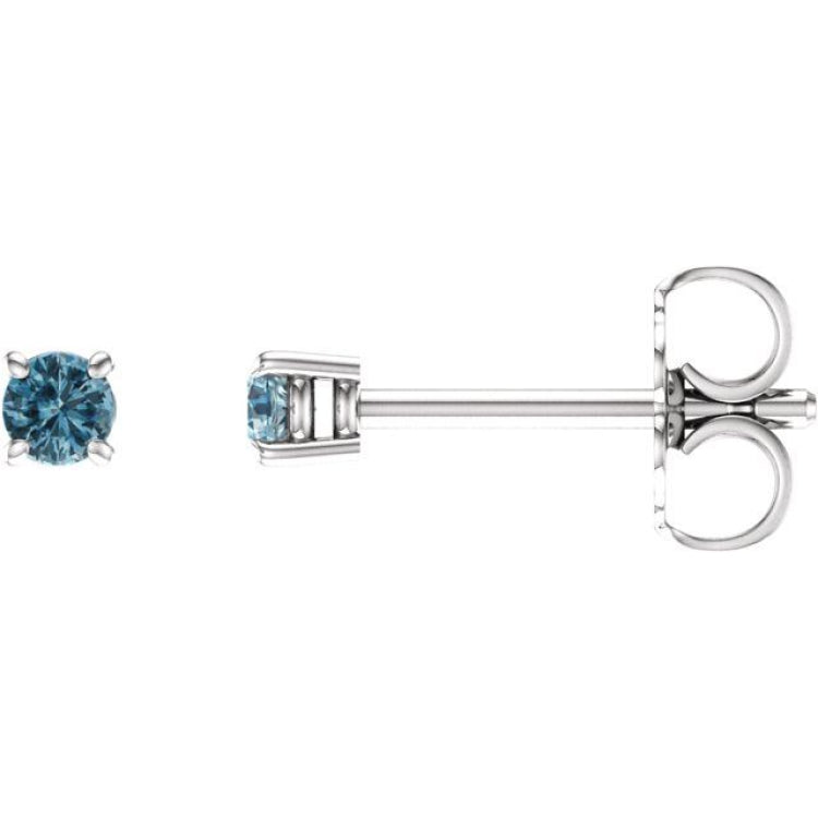 14K White Gold 2.5 mm Natural Sky Blue Topaz Earrings