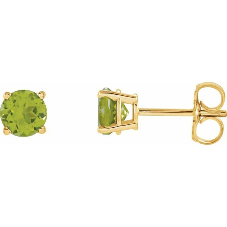 14K Yellow Gold 5 mm Natural Peridot Earrings
