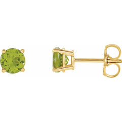 14K Yellow Gold 5 mm Natural Peridot Earrings