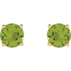 14K Yellow Gold 5 mm Natural Peridot Earrings
