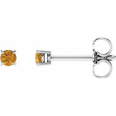 14K White Gold 2.5 mm Natural Citrine Earrings