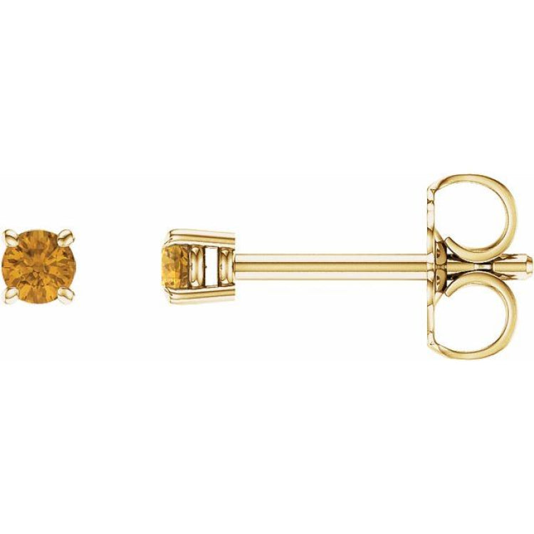14K Yellow Gold 2.5 mm Natural Citrine Earrings