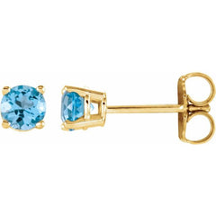 14K Yellow Gold 4 mm Natural Sky Blue Topaz Earrings