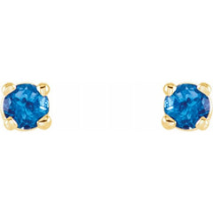 14K Yellow Gold 2.5 mm Natural Swiss Blue Topaz Earrings