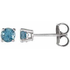 14K White Gold 4 mm Natural Swiss Blue Topaz Earrings