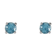 14K White Gold 4 mm Natural Swiss Blue Topaz Earrings