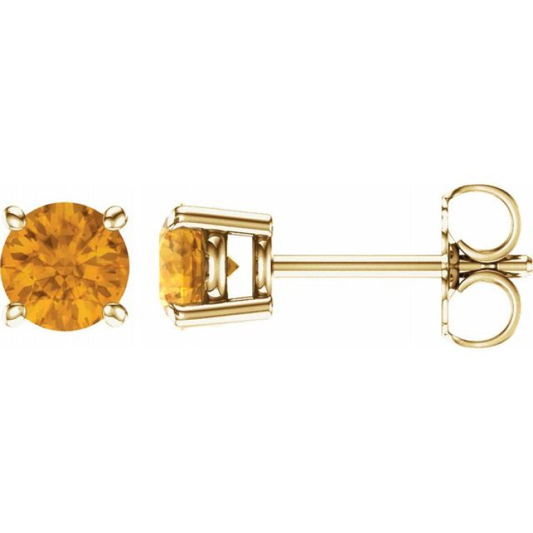 14K Yellow Gold 5 mm Natural Citrine Earrings