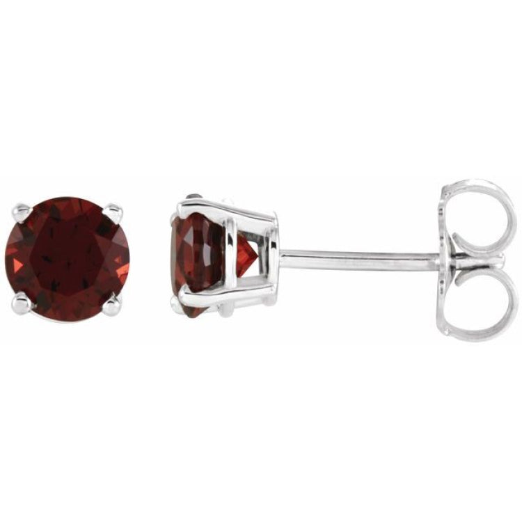 14K White Gold 5 mm Natural Mozambique Garnet Earrings
