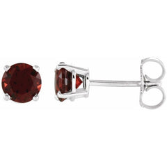 14K White Gold 5 mm Natural Mozambique Garnet Earrings