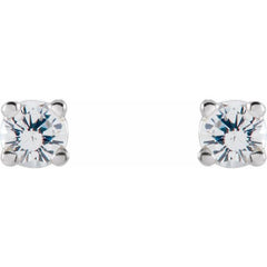 14K White Gold 2.5 mm Natural White Sapphire Earrings