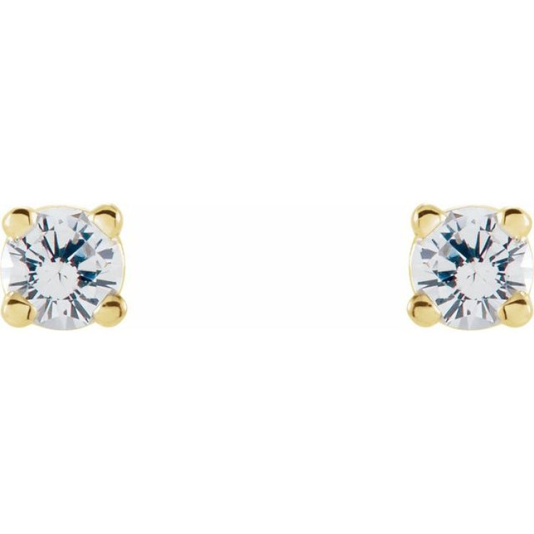 14K Yellow Gold 2.5 mm Natural White Sapphire Earrings