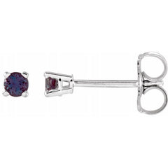 14K White Gold 2.5 mm Lab-Grown Alexandrite Earrings