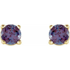 14K Yellow Gold 4 mm Lab-Grown Alexandrite Earrings