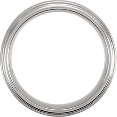 Tungsten 8 mm Stepped-Edge Comfort-Fit Flat Band Size 11.5