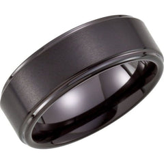 Black PVD Tungsten 8 mm Stepped-Edge Comfort-Fit Band Size 8