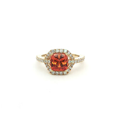 Spessartite and Diamond Ring
