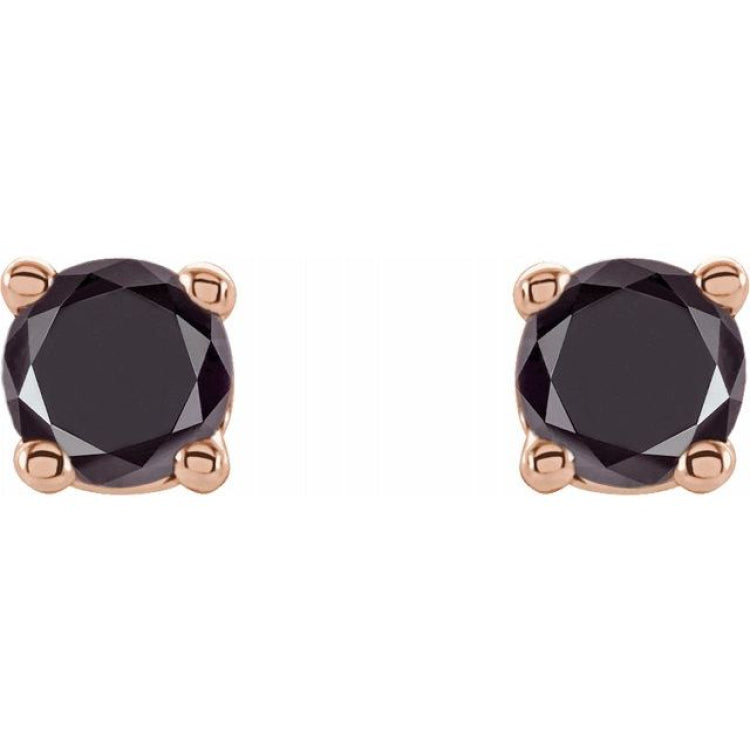14K Rose Gold 1/5 CTW Natural Black Diamond Earrings
