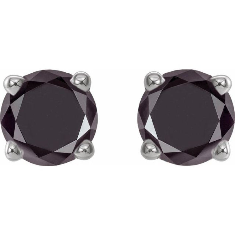 14K White Gold 1/2 CTW Natural Black Diamond Earrings