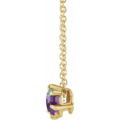 14K Yellow 4 mm Lab-Grown Alexandrite Solitaire 16-18" Necklace