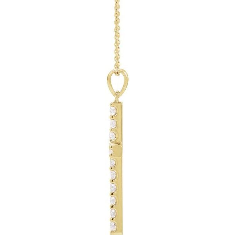 14K Yellow 1/8 CTW Natural Diamond Cross 18" Necklace