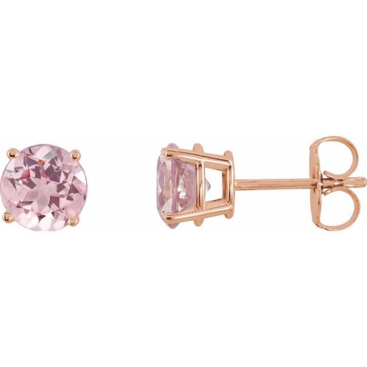 14K Rose Gold 5 mm Natural Pink Morganite Earrings