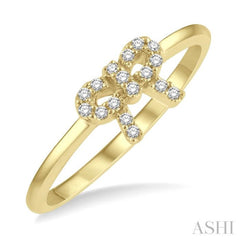 1/10 Ctw Bow Cutout Single Cut Diamond Petite Fashion Ring in 10K Yellow Gold