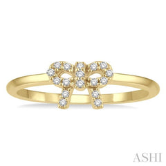 1/10 Ctw Bow Cutout Single Cut Diamond Petite Fashion Ring in 10K Yellow Gold