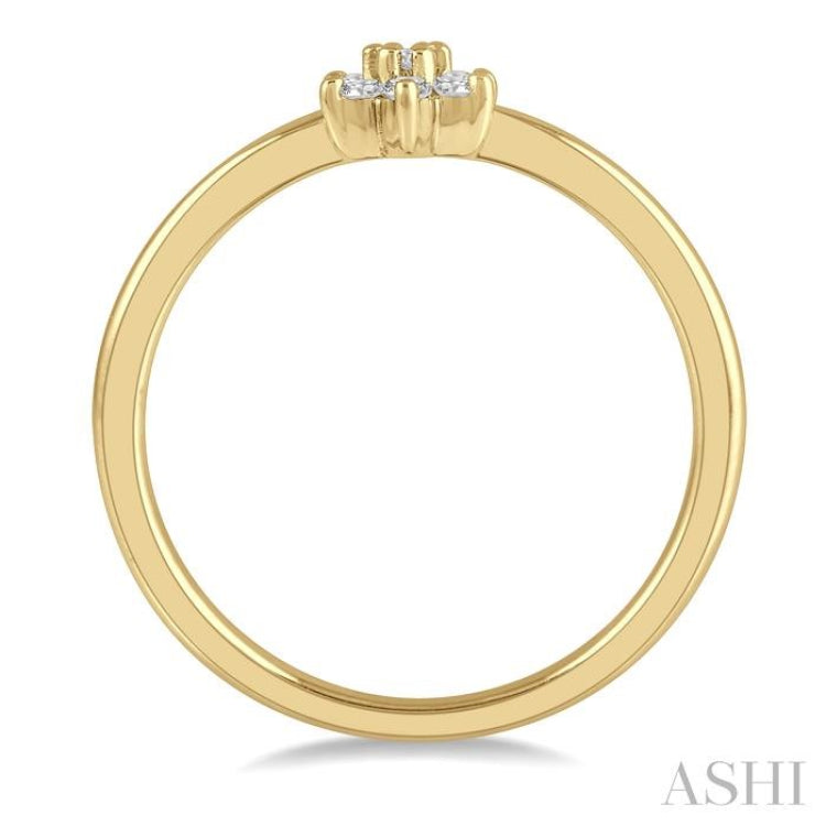 1/8 Ctw Floral Single Cut Diamond Petite Fashion Ring in 10K Yellow Gold