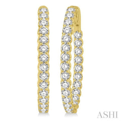 4 ctw Inside-Out Round Cut Diamond Oval Shape Hoop Earrings in 14K Yellow Gold