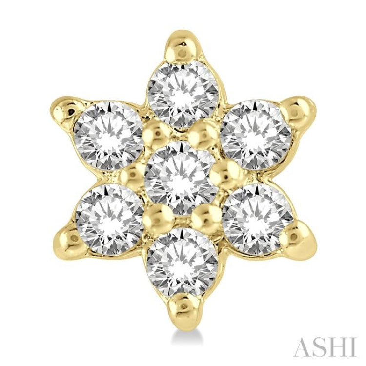 1/6 Ctw Floral Round Cut Diamond Petite Fashion Earrings in 10K Yellow Gold