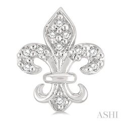 1/20 Ctw Fleur De Lis Round Cut Diamond Petite Earrings in 10K White Gold