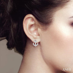 1/10 ctw Anchor Round Cut Diamond Petite Fashion Earring in 10K White Gold