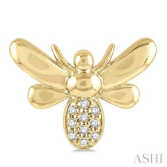 1/20 Ctw Bumble Bee Round Cut Diamond Petite Fashion Earrings in 10K Yellow Gold
