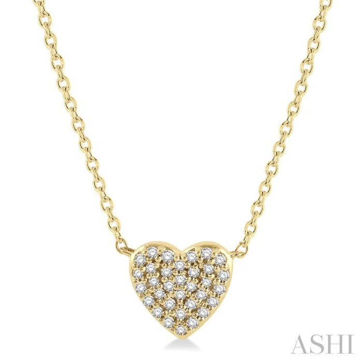 1/8 Ctw Heart Charm Round Cut Diamond Petite Pendant in 10K Yellow Gold