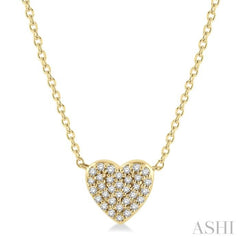 1/8 Ctw Heart Charm Round Cut Diamond Petite Pendant in 10K Yellow Gold