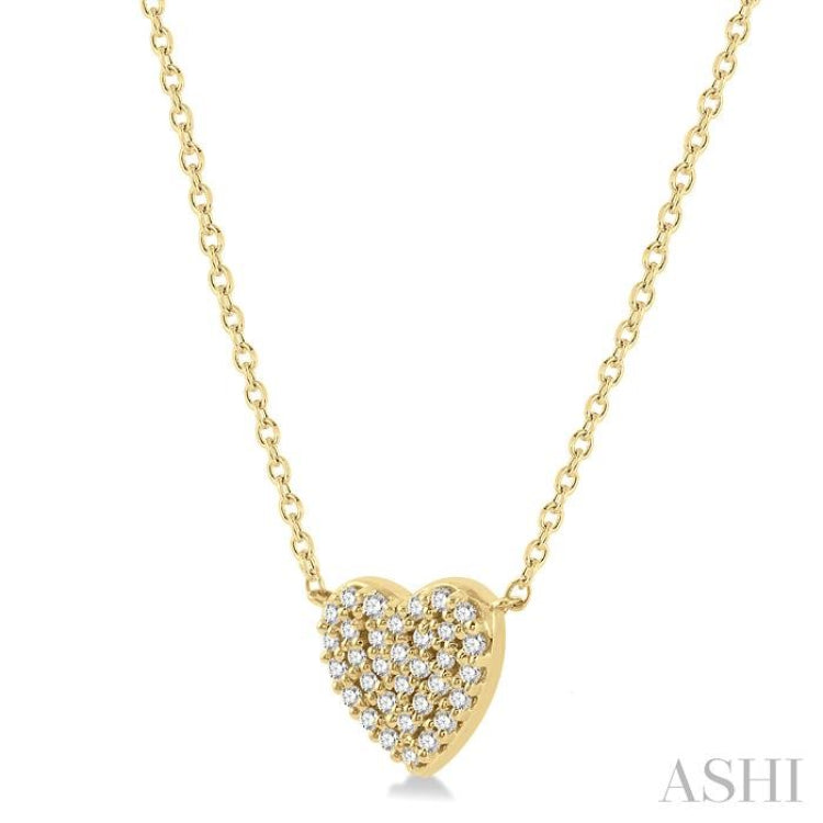 1/8 Ctw Heart Charm Round Cut Diamond Petite Pendant in 10K Yellow Gold