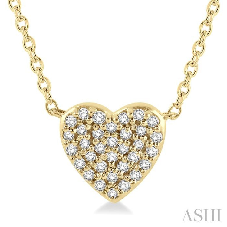 1/8 Ctw Heart Charm Round Cut Diamond Petite Pendant in 10K Yellow Gold