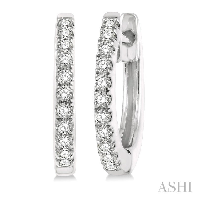 1/6 Ctw Round Cut Diamond Petite Fashion Huggie Earrings in 14K White Gold