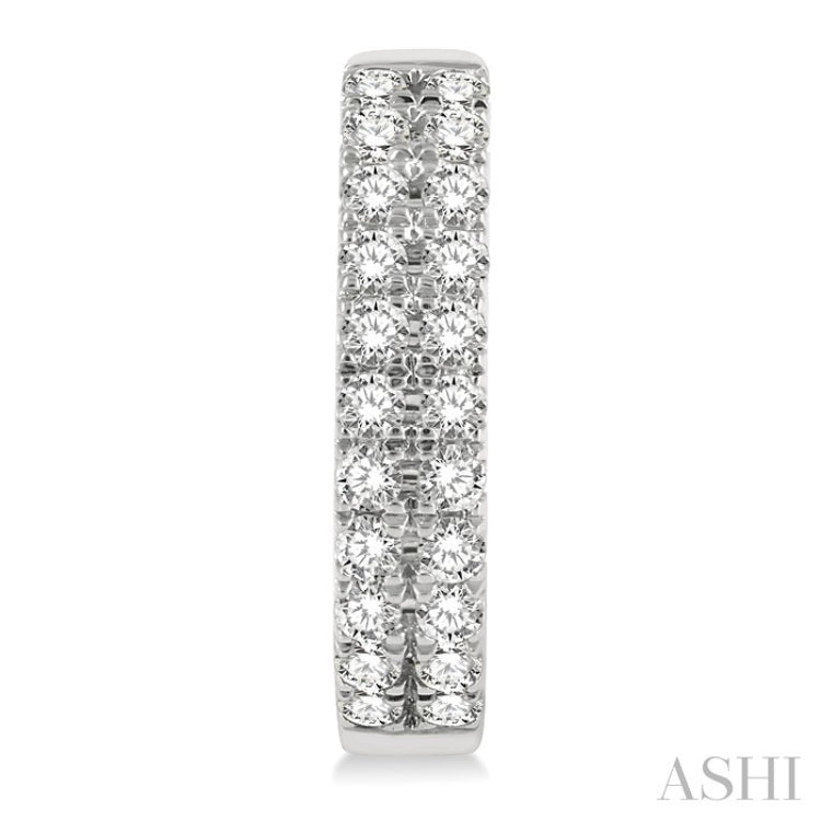 1/3 Ctw Twin Row Round Cut Diamond Petite Fashion Huggie Earrings in 14K White Gold