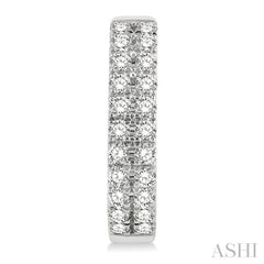 1/3 Ctw Twin Row Round Cut Diamond Petite Fashion Huggie Earrings in 14K White Gold